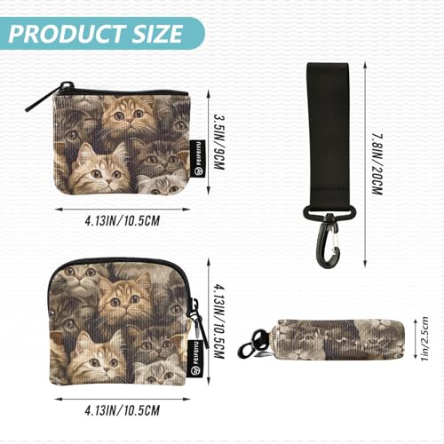 Cute Scottish Fold Cats Brown Women's Money Organizers Slim Portable ID Card Holders Protector with Wristlet Strap for Daily Use 2 Pcs de crédito para Hombre4