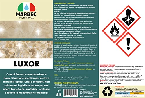 Marbec Luxor 5LT Cera Di Finitura E Manutenzione Specifica Per Marmo, Granito, Pietra, Graniglia A Finitura Lucida Collocati All’Interno. - 2