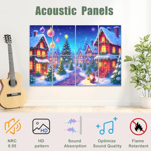 8 Pack Paneles Acústicos Artísticos para Absorción de Sonido, Decoración Navideña Autoadhesiva para Estudios de Grabación y Oficina 48"x32" miniatura 3