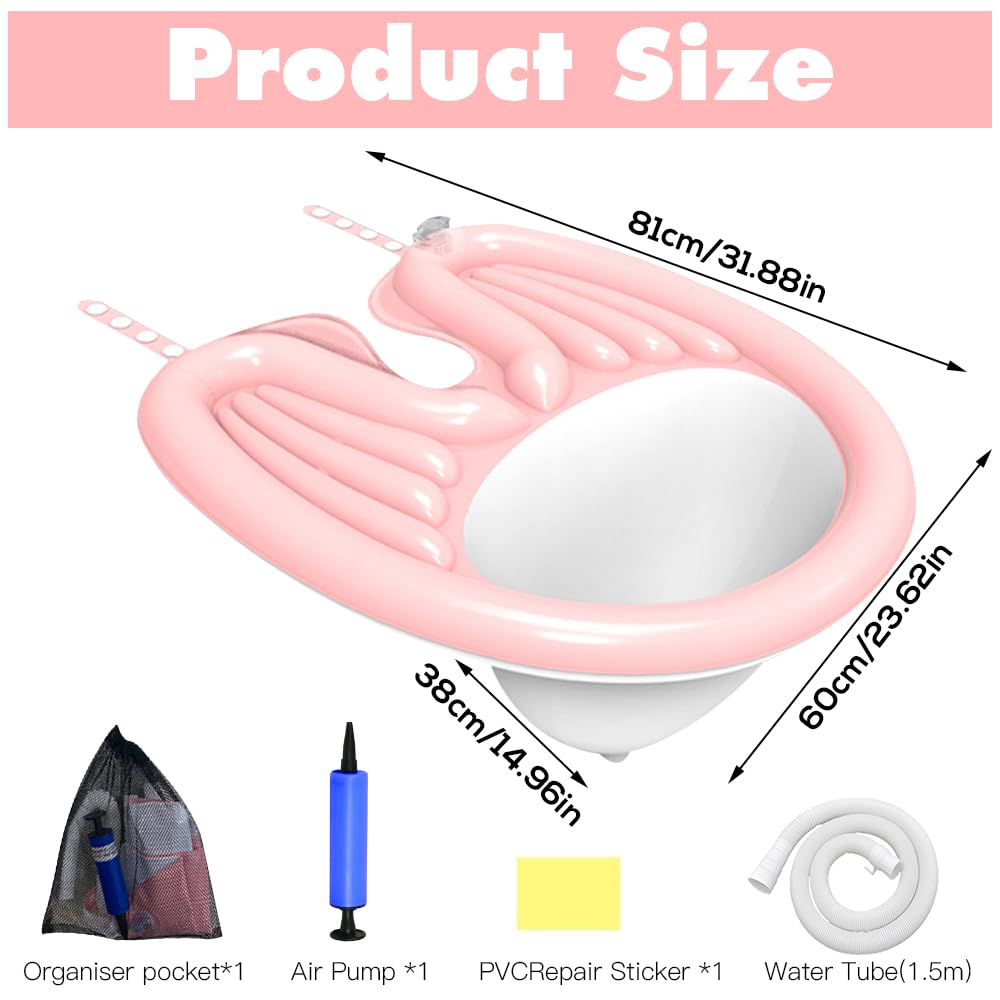 Lavabo inflable portátil para champú, bandeja para lavar el cabello, Peluquería Lavado Champú Cuenca, Lavabo de champú móvil Plegable portátil de plástico para Embarazadas, discapacitados