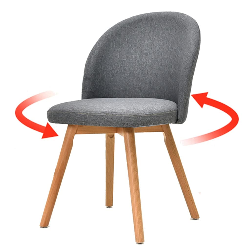 Chaise de bureau pivotante en bois massif pour espace étude et maquillage gris