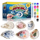 Complete DIY Craft Kit: Includes 24 natural oyster shells(12 Flat & 12 Concave), 12 color paints, 2 paint brushes. Each oyster shell size is about 3-4 inches. With this fun kit, unleash and spark your creativity Versatile Uses: These oyster shells ve...