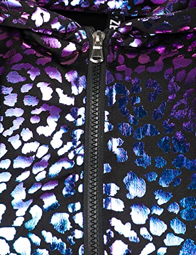 Image of ZEROYAA Mens 70s Metallic Sleeveless Hooded Vest T Shirt | Shiny, Disco, Sparkle, Party, Dance, NightClub, Halloween, Cosplay, Hipster, Kangaroo Pocket, Zip Up