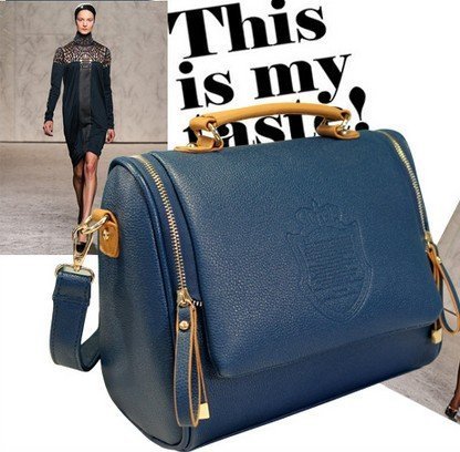 Jovanas Fashion Women Ladys European Vintage Shoulder Bags Leather Handbag (Dark Blue)