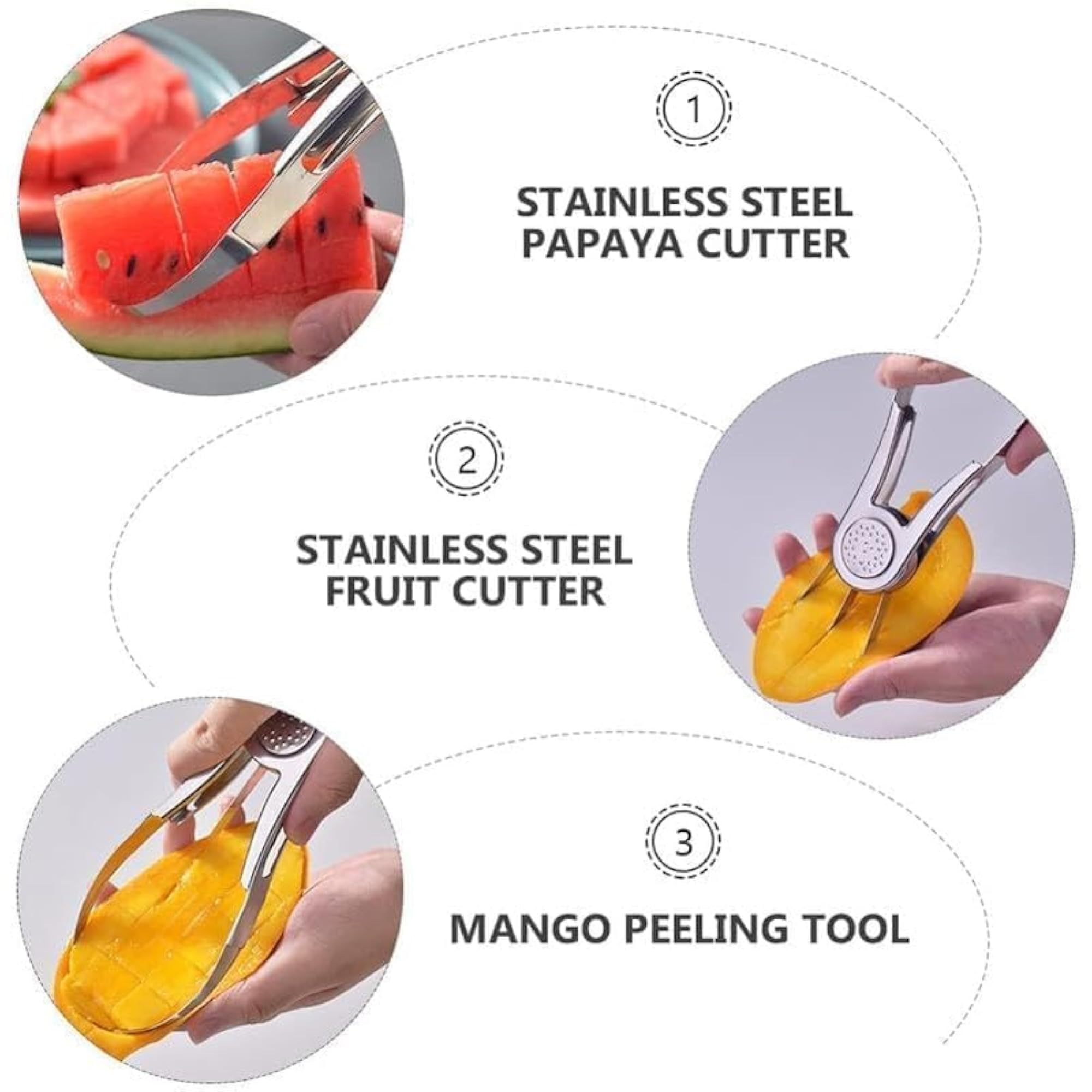 Mango Slicer with Non-Slip Handle, Stainless Steel Cutter