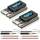 2 Pcs ESP32 LoRa V4 Development Board Upgraded ESP32-S3 SX1262 LoRa Module WiFi Bluetooth 2MB PSRAM 16MB Flash Supports GPS & Solar with 915MHz Antennas OLED Display for Arduino Meshtastic LoRaWAN IOT