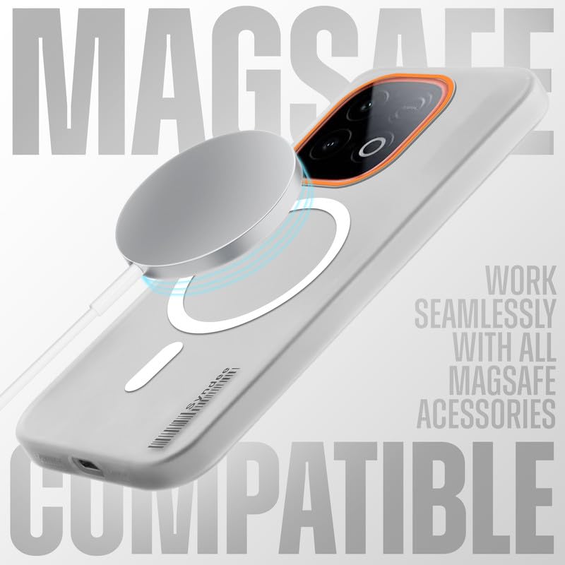 Image of Mr. Case Back Cover for iQOO Neo 10 5G Sleek Frosted Translucent Back Only Compatible with Wireless Magnetic Accessories | Anti-Scratch Shockproof Phone Case - White
