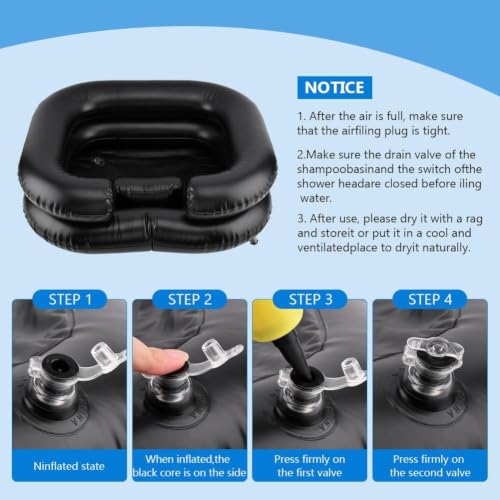 Image of Inflatable Shampoo Basin Set - Portable Shampoo Bowl, Inflatable Hair Washing Basin for Bedridden, Elderly, Disabled and Handicapped, Portable Hair Washing Sink for Dreadlocks