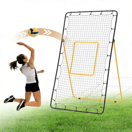 NEWBULIG Volleyball Rebounder Net 7x4 ft 5-Angle Adjustable Bounce Back Training Equipment Durable Net for Practicing Volleying Bumping Spiking Easy Setup & Portable Travel Bag for Storage Black