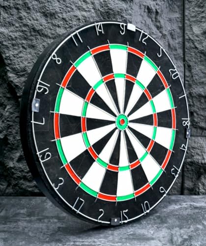 Image of RUP Bristle Dartboards Set, 18 inch Premium Sisal | Round Spider Wire DartBoard, 6 Steel Tip Darts Included, Staple-Free Bullseye, Screws for Installation