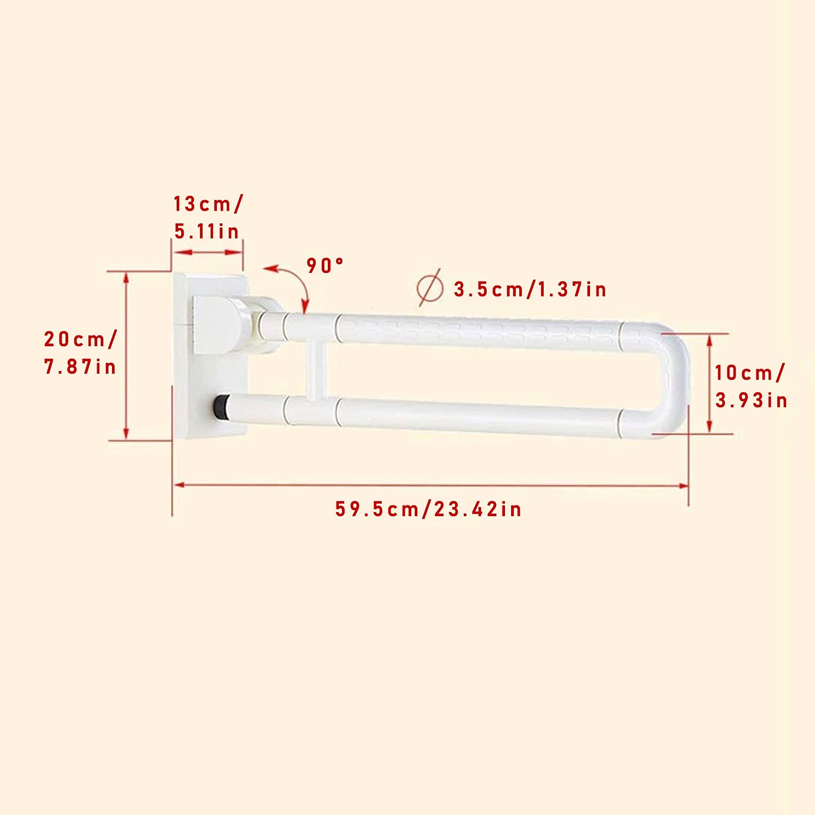 Barras de Apoyo para baño, Barra de Seguridad Plegable de Nailon, Acero Inoxidable, Montaje en Pared, barandilla para Inodoro, asa de Asistencia para discapacitados, Antideslizante