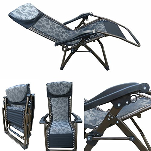 Image of AMAZE Folding Zero Gravity Reclining Chair with Easy Push Back Feature to Relax; Pool Lounger| Patio Garden | Balcony| Camping| Trekking| Outing Chair-3C Grey (with Cup Holder Tray) a