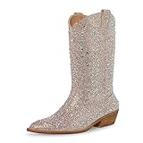 Madden Girl Women's Redford Western Boot, Blush Multi Rhinestone, 8