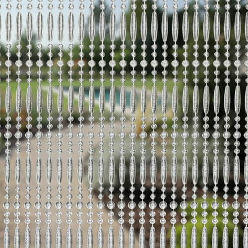 Trente Rideau à perles de différentes tailles et couleurs pour porte de balcon, moustiquaire à perles anti-insectes, transparent, 100 x 230 cm