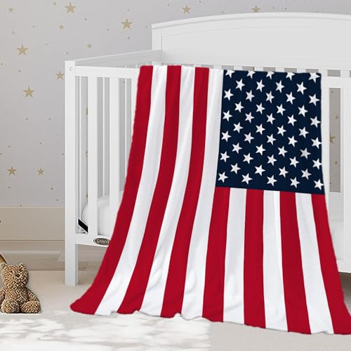 YeeJu American Flag Throw Blanket Baby Small Patriotic 4th of July Memorial Day Fourth of July Blanket Toddler Swaddle Fleece Blankets Red White Blue Stars Stripes Veteran Blanket 30x40
