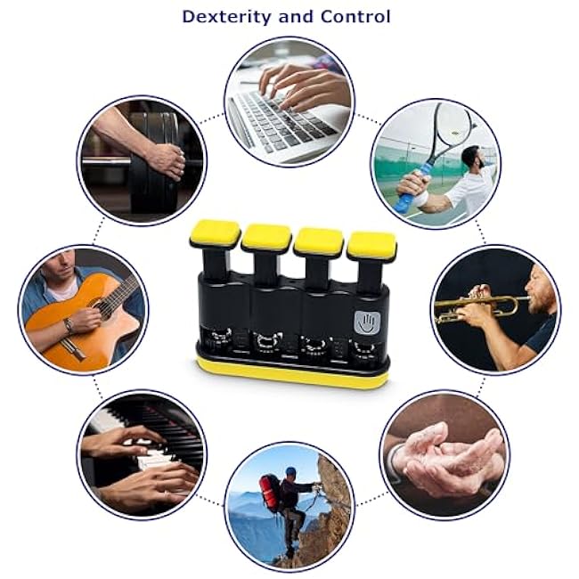 THE FINGER BLITZER - adjustable finger strength trainer and grip exerciser ¨C the ultimate lower resistance hand conditioning rehab and therapy device, practice aid and instrument warm-up tool