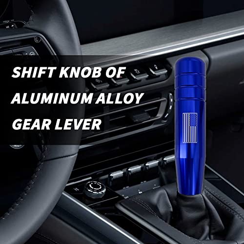 Tobenbone Gear Stick Shifter Knobs, 5" Aluminum Alloy Weighted Car Gear Lever Handle, American Flag Design Automatic Shift Knob Fits Most Automatic Manual Transmission Vehicle (Blue) #TOP3