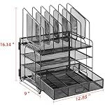 Marbrasse Desk Organizer with Drawer, 4-Tier Mesh File Organizer with 5 Vertical File Holders and 2 Pen Holders, Multifunction Desktop Organizer,Desk Organizers and Accessories for Home Office - Image 3