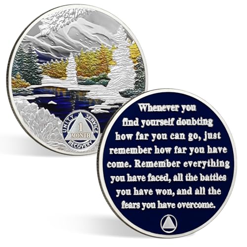 churyuml 1 month sobriety coin 30 day sobriety chip one month aa coins recovery medallions sobriety gifts for men women sober token alcoholics anonymous gift with capsule display amp card