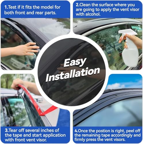Image of Window Visors Rain Guards for 2019 2020 2021 2022 2023 Hyundai Santa Fe, Out-Channel Window Vent Wind Deflectors Visors Shades for 19 20 21 22 23 Santa Fe