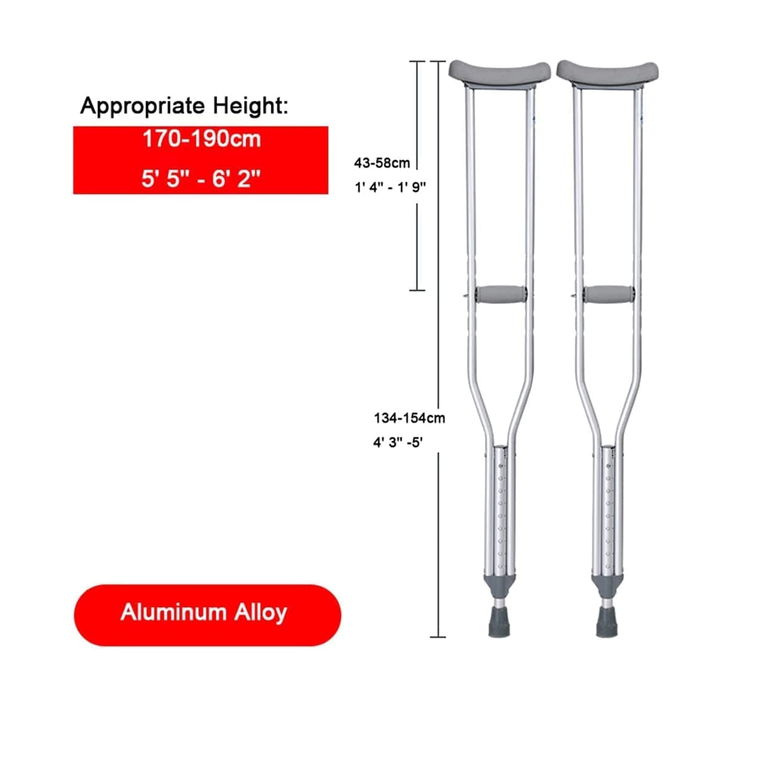 SAAKO Seguridad Muletas Muletas para Axilas, Bastones médicos para Adultos, Bastones para Caminar de Altura Ajustable, bastón para Caminar de Aluminio para Hombres y Mujeres Adultos Cómodo