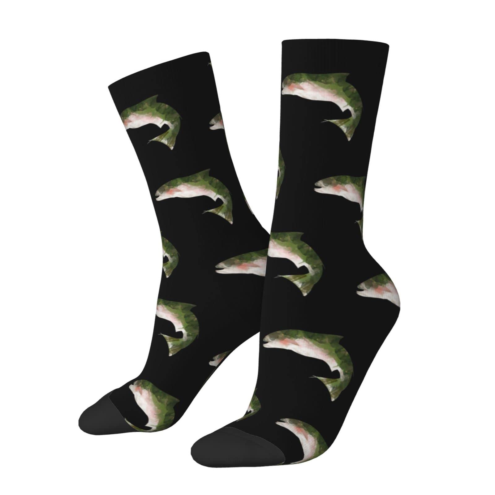 Kwqdozf Unisex As Pic Rainbow Trout Socks Funny Novelty Crew Socks Gift For Men Women Teen