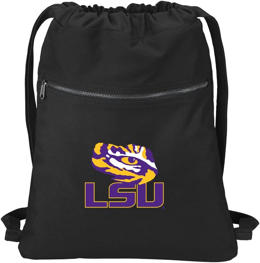 Broad Bay LSU Tigers Drawstring Backpack LSU Cinch Bag RICH CANVAS (Black)