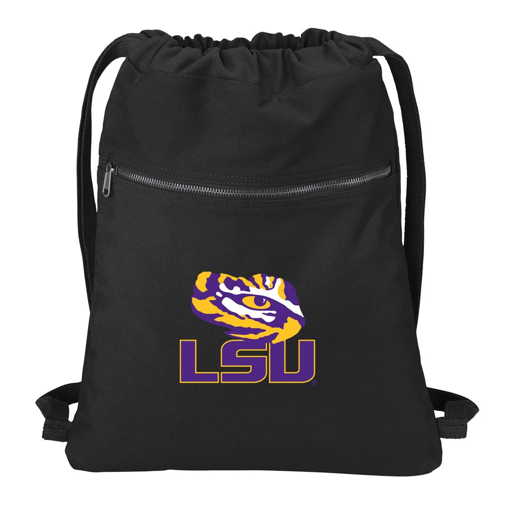 Broad Bay LSU Tigers Drawstring Backpack LSU Cinch Bag RICH CANVAS (Black)