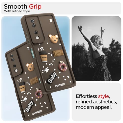 Image of Pikkme Back Cover for Honor X7B 5G | Cute Fun Cartoon 3D Bear Silicone Full Body Protection Bumper Case (Brown)