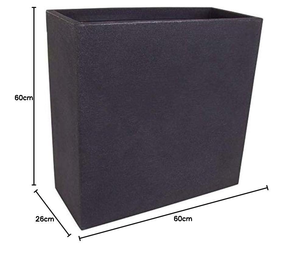 Spetebo XXL Kunststoff Pflanzkasten eckig, anthrazit - 60 x 26 cm | Kubus, Blumenkasten, Pflanzkübel, Blumenkübel