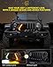 Xprite Front Grill Compatible with 2007-2018 Jeep Wrangler JK JKU, Unique Patented Design Grille w/Running and Turn Signals Light, Matte Black