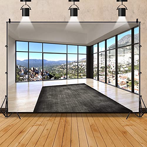 Fondo Fotográfico Vinilo 8x6ft Vista Ventana Oficina Moderna miniatura 5