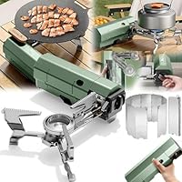 Campingkocher, Faltbar Camping Gaskocher Outdoor Tragbarer Gaskochfeld Gas Kochfeld Gasherd mit Piezozündung mit Faltbar Aluminium Windschutz Für Camping Wandern Und Partys (Ohne Gaskartuschen)