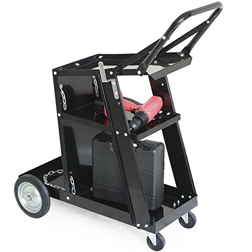 Iron 3 Tiers Rolling Welding Cart With Tank Storage For Tig Mig Welder And Plasma Cutter Black #TOP3