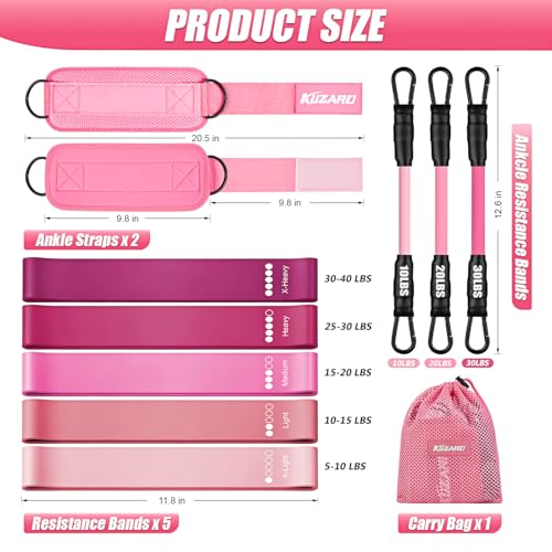 Image of Ankle Resistance Bands with Cuffs, Resistance Bands Set for Working Out, Leg and Glute Exercise Bands - Home Gym Workout Equipment for Women, Booty Building, Pilates, Rehab, Physical Therapy
