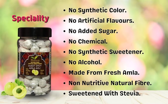 Image of Misstevia Sugar Free Amla Goli Sweet & Spicy | Stevia Sweetened Mukhwas | Natural Mouth Freshener | Made with Amla | Digestive Snack | Diabetic Friendly | No Added Sugar (Pack of 2)