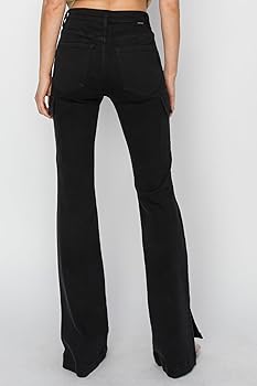 Risen Women's High Rise Side Slit Cargo Bootcut Jeans (US