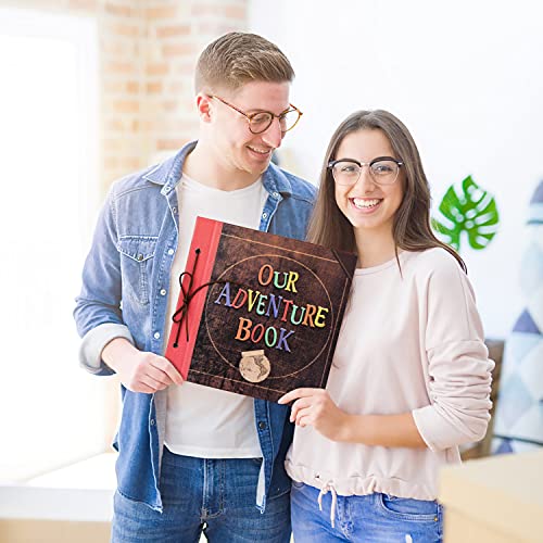 Image of Scrapbook Photo Album, 12x12 Inch Our Adventure Book, 3D Embossed Words Hard Cover Movie Up Travel Album for Anniversary, Wedding, Baby Shower (Scrapbook-Letter)