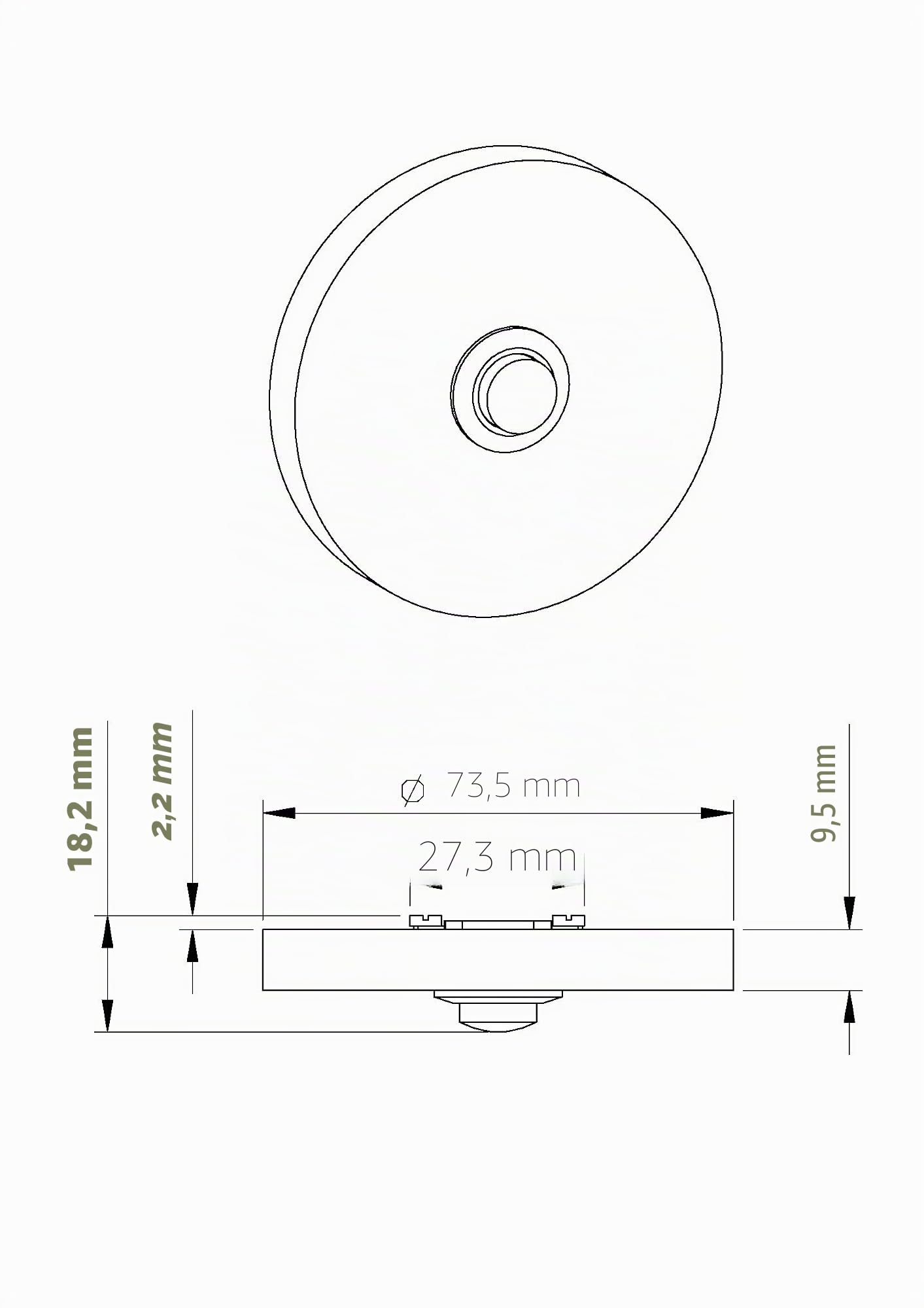 HUBER bouton de sonnette en métal - bouton de sonnette I en laiton chromé - bouton-poussoir