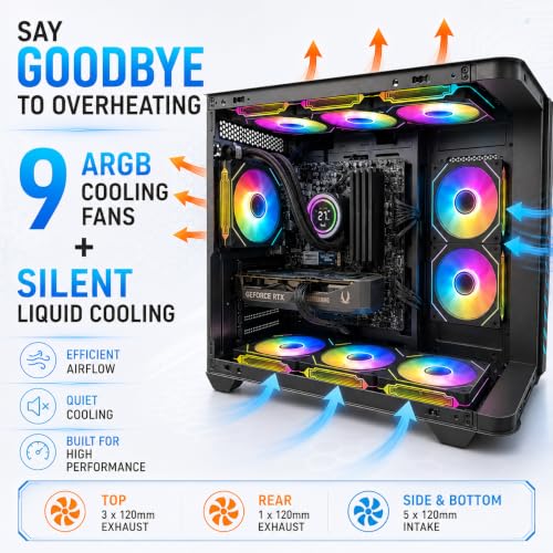 Image of Gaming PC Desktop Computer Liquid Cooled i7-12700KF up to 5.0 GHz 12-Cores, RTX 5060 8GB, 32GB DDR4 RAM, 1TB NVMe SSD, Wi-Fi 6 & Bluetooth 5.4, 9x ARGB, Win11 Pro, 650W PSU, High-Performance Tower