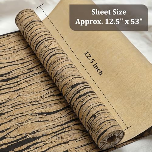 Image of SorenCut Cork Fabric by The Yard,Cork Fabric for Sewing with Black Coffee Surface,12 * 52 Inch Larger Size for Handcrafts,Cutting DIY Projects