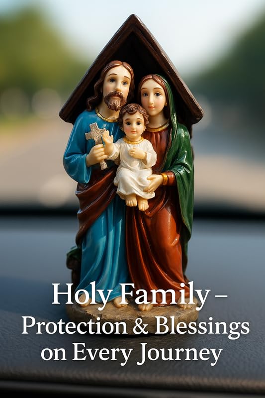 Image of UNIq Jesus Mary Joseph Holy Family Idol | Xmas Dcor Christmas Prayer Crib Set | Home Temple Statue, Office Desk & Dashboard God Idol | Spiritual Showpiece Positive Energy Home Gift