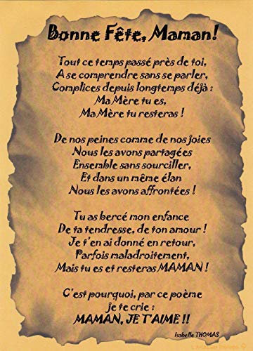 Poeme Bonne Fete Maman Tout Ce Temps Passe Pres De Toi Amazon Fr Produits Handmade