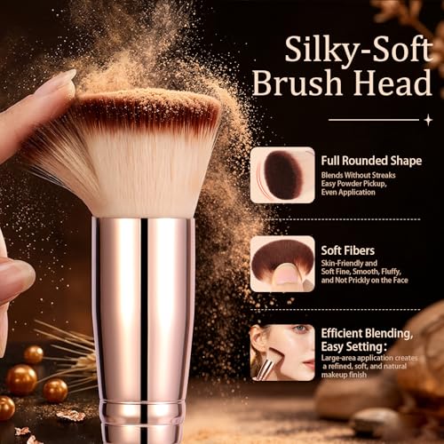 Image of Flat Top Kabuki Foundation Brush, Soft Dense Makeup Brush for Liquid, Cream and Powder, Face Blending Brush for Foundation, Blush, Bronzer, Concealer and Contour