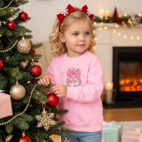 Toddler Girls Cake Bow Christmas Tree Sweatshirts - Image 5