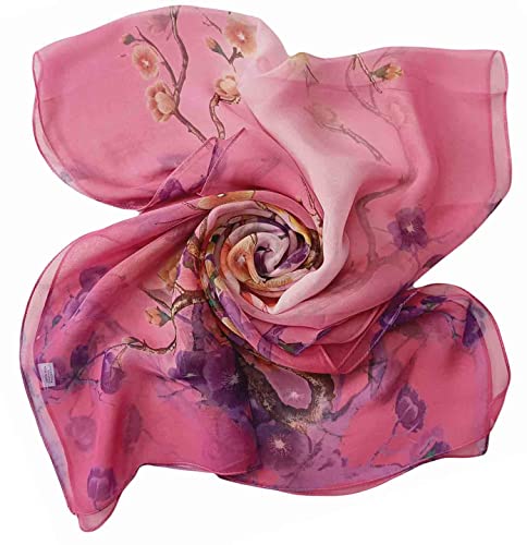 Image of Pokeedioty Scarfs for Women Lightweight Scarves Elegant Floral Pattern Sheer Scarfs Shawls Wraps