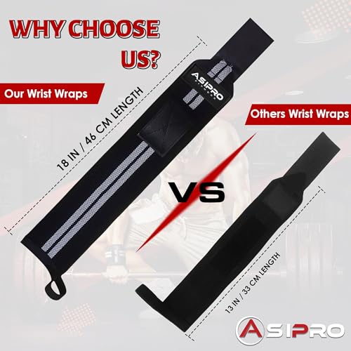 ASIPRO Handgelenk Bandagen Gym 45cm Profi Wrist Wraps Handgelenkbandagen für Calisthenics, Bodybuilding & Krafttraining Fitness Handgelenkschutz Sportbandage Handgelenk Paar 2 Handgelenkstütze Sport