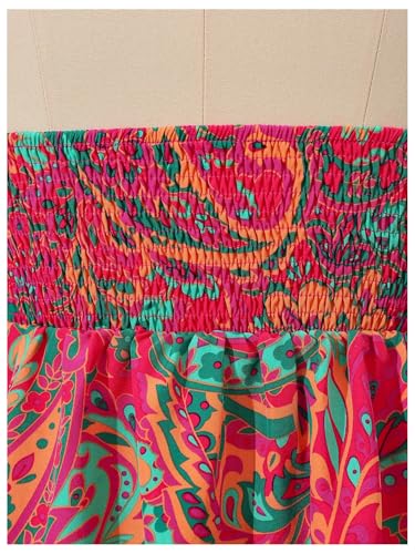 SOLY HUX Women's Tube Top Boho Floral Print Strapless Sleeveless Tie Front Ruffle Hem Summer Tops4