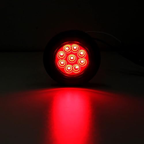 Miniatura 3 de 10 luces LED redondas rojas de 2 pulgadas, 9 LED con reflectores, multifacéticas redondas de 2 pulgadas, 2 luces LED redondas de marcador lateral, 2