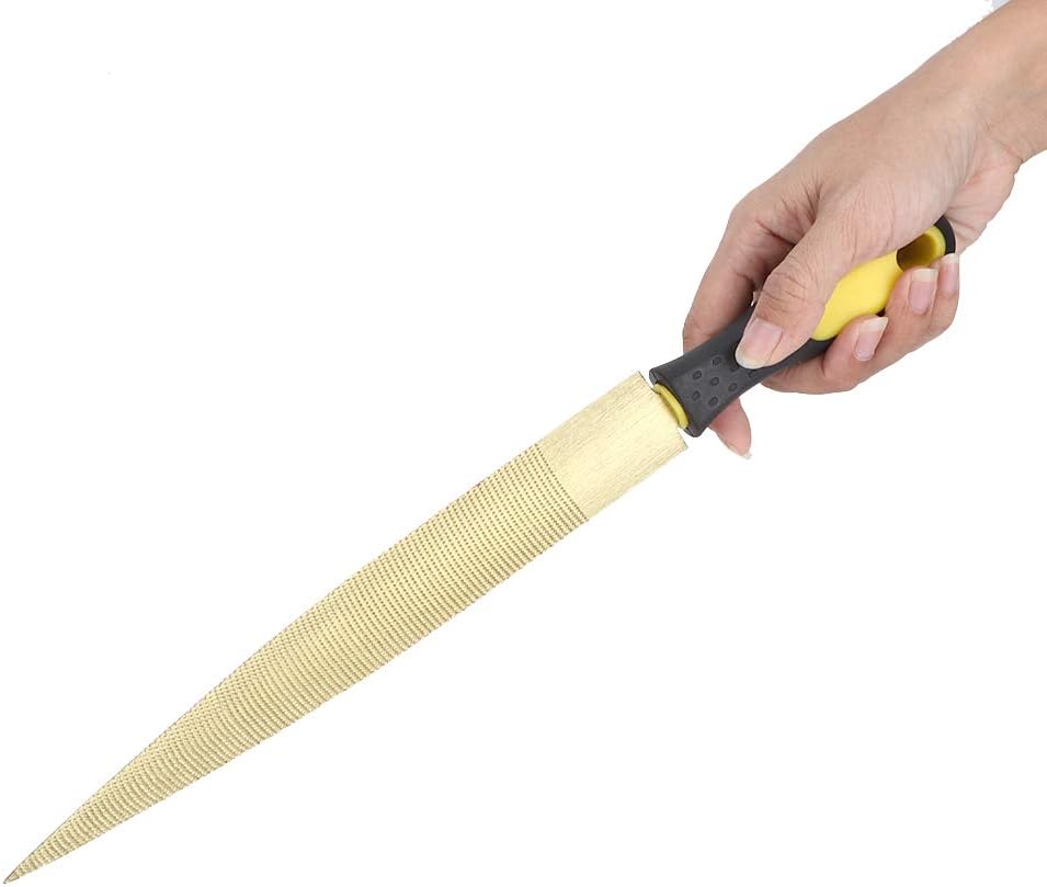 Aladeno Wood File Golden Wood Tapered Wood File Rasp High Quality Carbon Steel DIY Craft Carpenter Woodworking Carving Tool Hand Files Diamond File Wood Rasps for Woodworking (10 in)